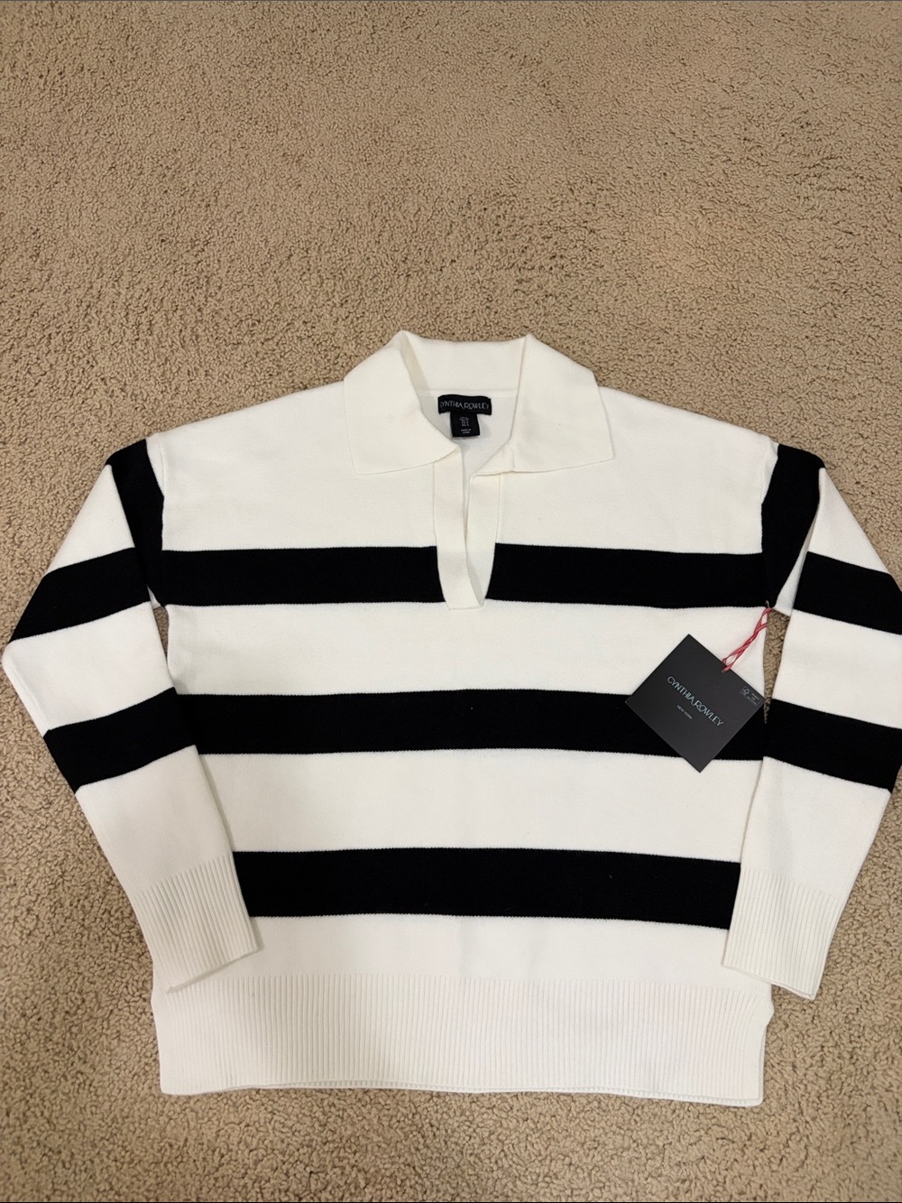 BRAND NEW NWT CYNTHIA ROWLEY POLO STRIPE SWEATER size small